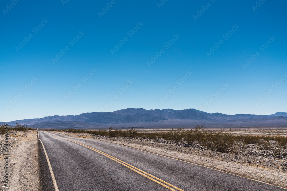 Landscape of road between death lands and hills Landscape of road between death lands and hills
