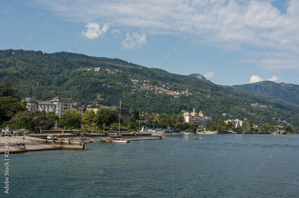 Embankment of Maggiore lake, cityscape of Stresa, Piedmont Italy, Europe.