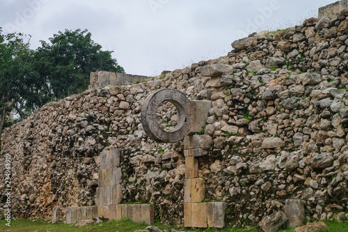 Ball court (Juego de Pelota) at the ruins of the ancient Mayan city Uxmal, Mexico photo