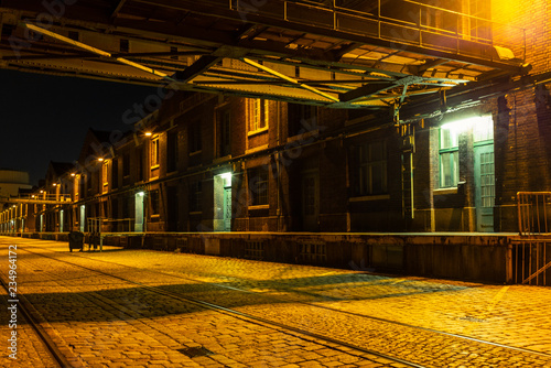 Fotografiet Old red brick Industrial and warehouses  area from the industrail revolution in