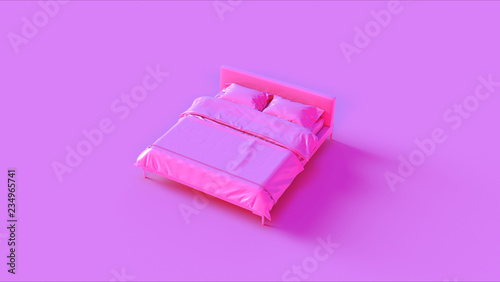 Pink Bed 3d illustration 3d rendering