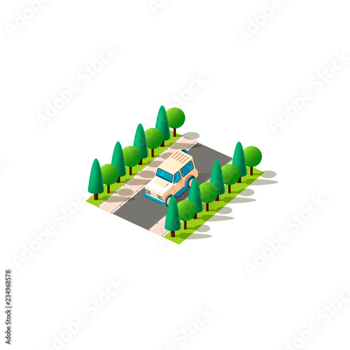 Isometric beige vehicle SUV