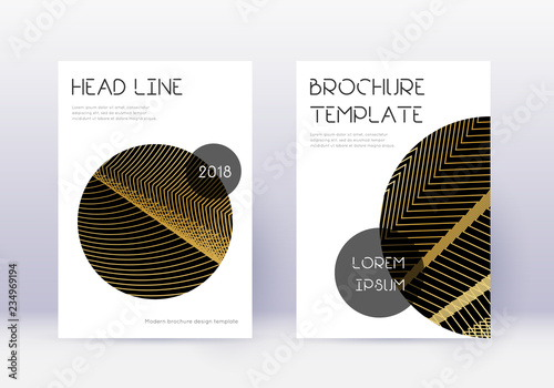 Trendy cover design template set. Gold abstract li