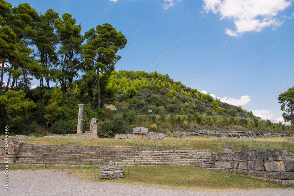 Nymphaion a monumental fountain (2nd AD) in the archaeological site of Olympia in Greece. In Ancient Olympia the Olympic Games were hosted every 4 years starting in 776 BC