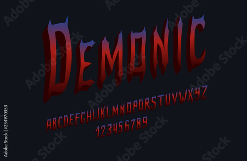 Demonic font for banners  postcards and posters. Vector illustration