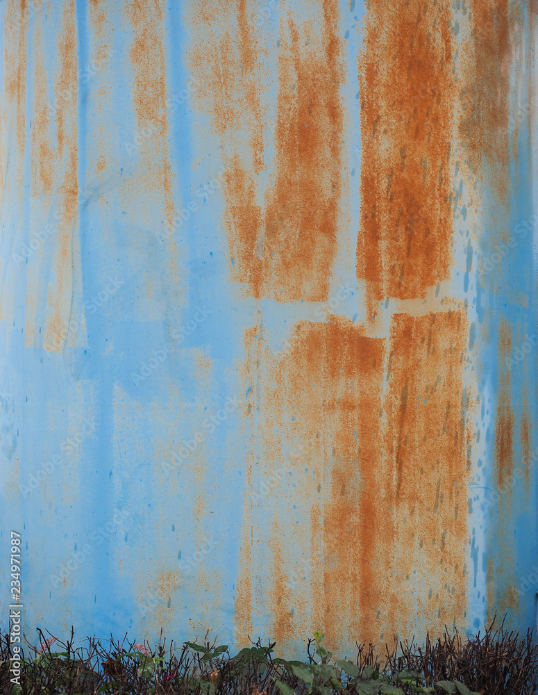 blue and brown rusted steel metal texture background