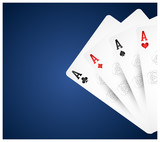 Playing cards on blue background