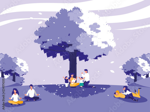 creative landscape with tree and people