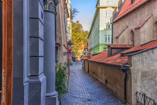 Cervena street in Jewish ghetto of Prague photo