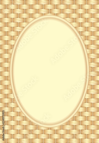 wicker background with oval frame