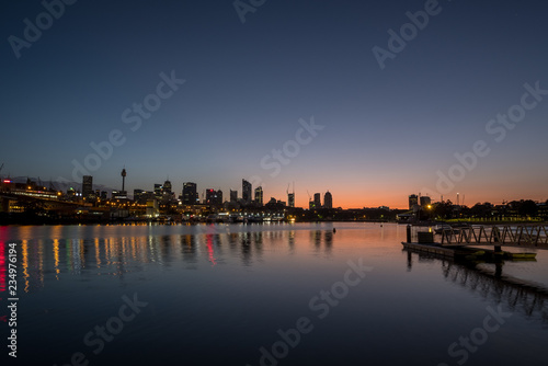 Dawn glow over Sydney City