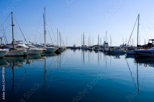 Vessels in a port. Mediterranean Sea.