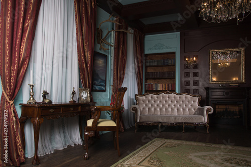 Classical library room  in the victorian style