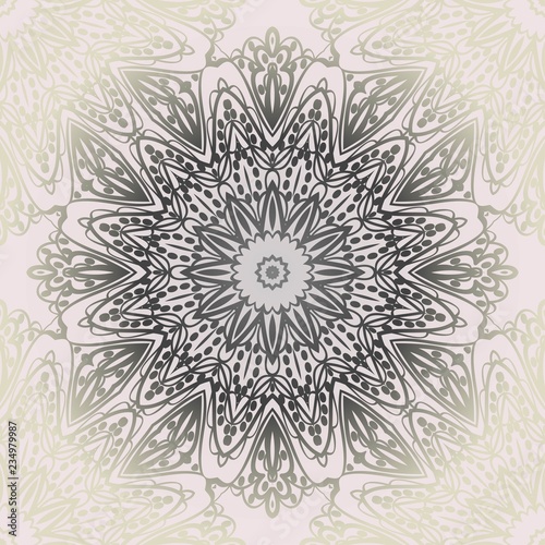 Fototapeta Naklejka Na Ścianę i Meble -  Floral Geometric Pattern with hand-drawing seamless. illustration. For fabric, textile, bandana, pillowcarpet print.