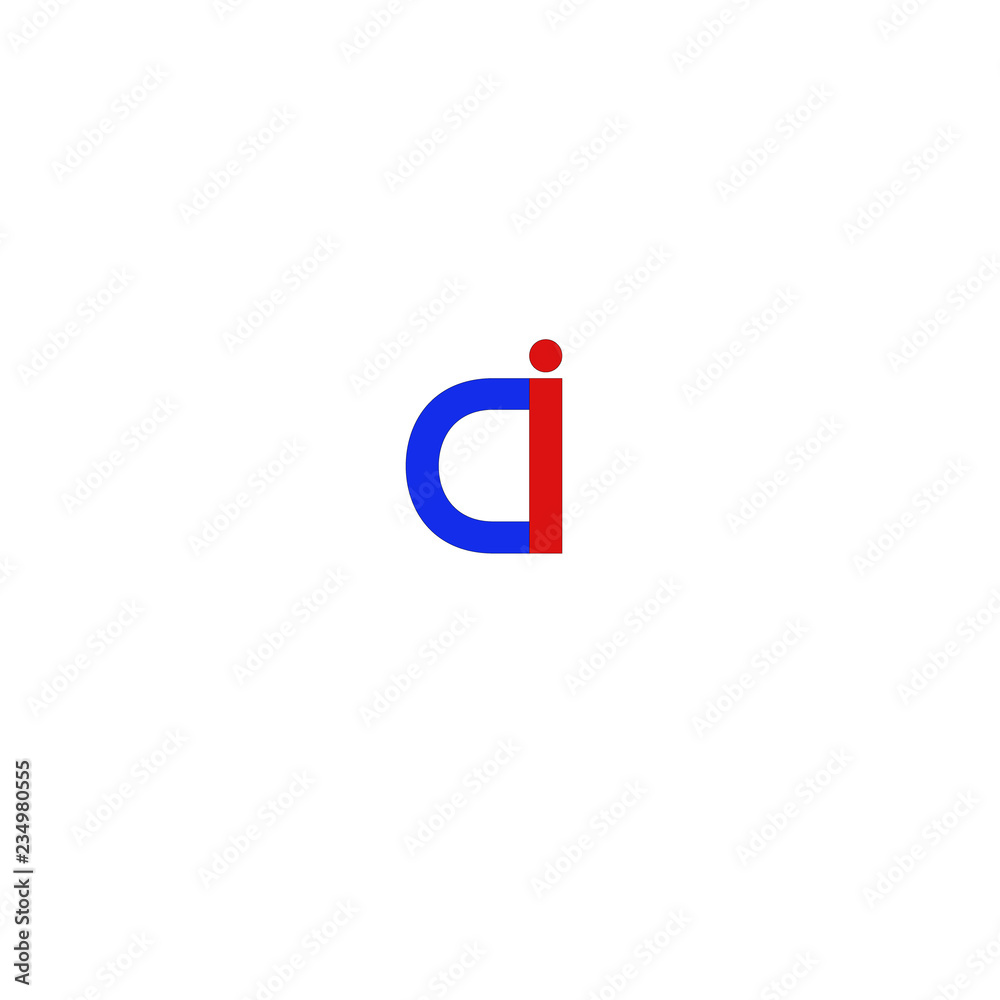 Letter DI Red and Blue Letter DI Red and Blue