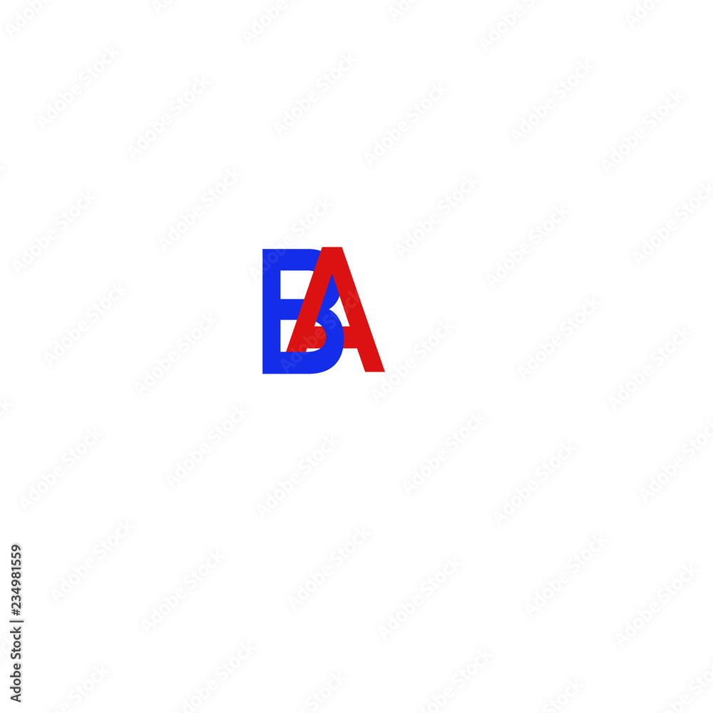 Letter BA Red and Blue Letter BA Red and Blue