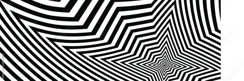 Abstract Black and White Geometric Pattern with Polygons. Psychedelic Texture of Computer Graphic. 3D Illustration