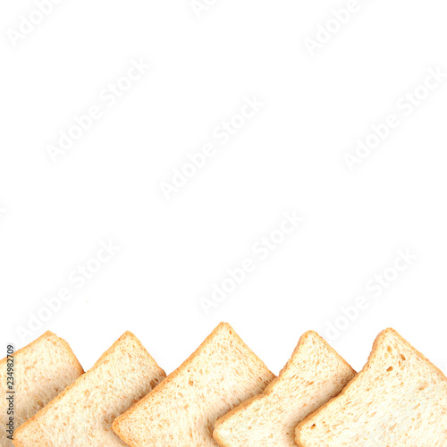 Sliced bread on white background.