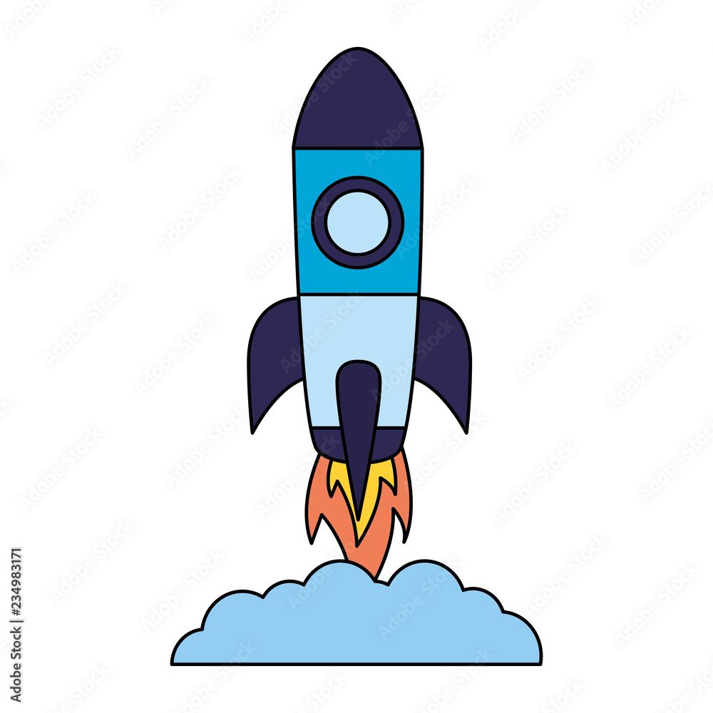 rocket launch on white background