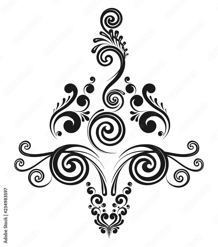 Floral decorative calligraphic element Floral decorative calligraphic element
