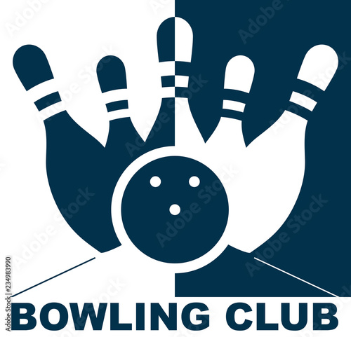 Bowling. Skittles and a ball. Vector poster logo.