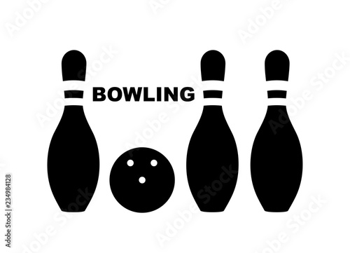 Bowling. Skittles and a ball. Vector poster logo.