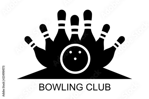 Bowling. Skittles and a ball. Vector poster logo.