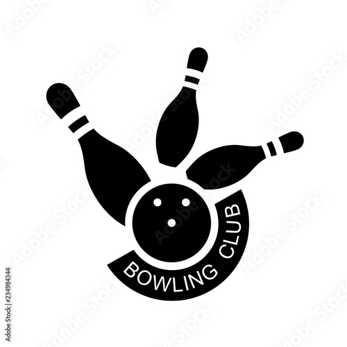 Bowling. Skittles and a ball. Vector poster logo.