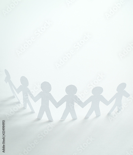 business background.three paper man paper background. photo with copy space