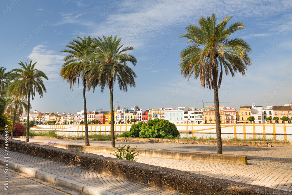 Naklejka premium Seville, Waterfront view of the city, Andalusia, Spain