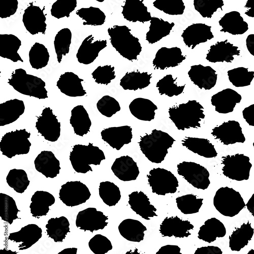 Irregular dots brush strokes pattern. Seamless hand drawn painted lines