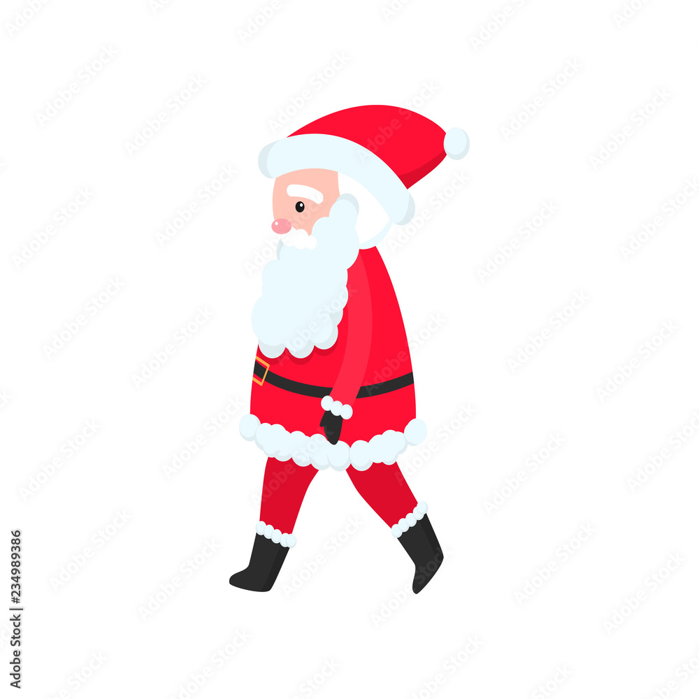 Bright and cheerful Santa Claus in a red suit and a long and thick beard congratulates everyone on the New Year. Bright and cheerful Santa Claus in a red suit and a long and thick beard congratulates everyone on the New Year.