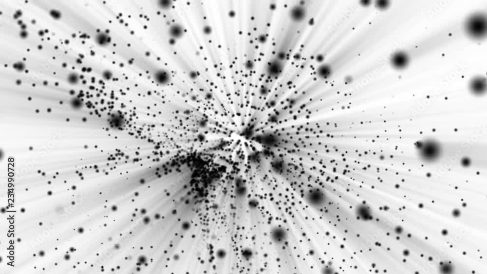 black particles are flying slowly on a white background. abstract animation. 3d rendering black particles are flying slowly on a white background. abstract animation. 3d rendering