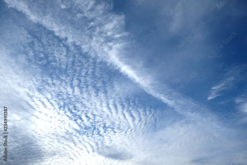 Beautiful sky landscape with white clouds high in the stratosphere on a sunny day horizontal photo Beautiful sky landscape with white clouds high in the stratosphere on a sunny day horizontal photo