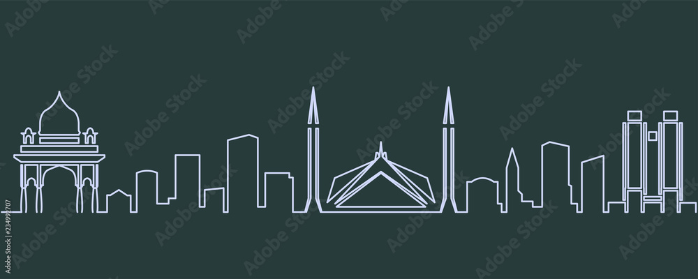 Fototapeta premium Islamabad Single Line Skyline