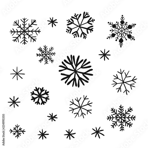 Snowflake set. Snow on a transparent background.