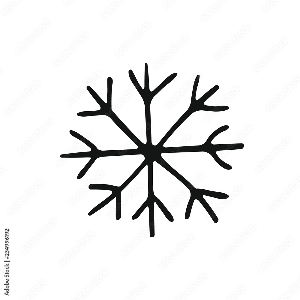 Painted cute snowflake silhouette. Symbol of winter and cold. Painted cute snowflake silhouette. Symbol of winter and cold.