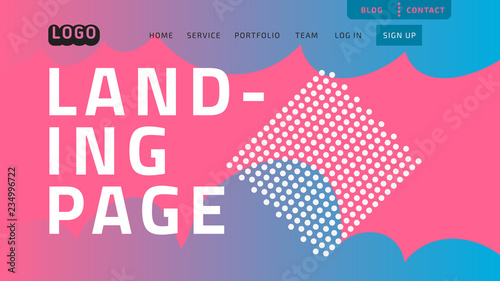 Desktop Landing Page For Web Website Template Design Example Front End Vector Graphic