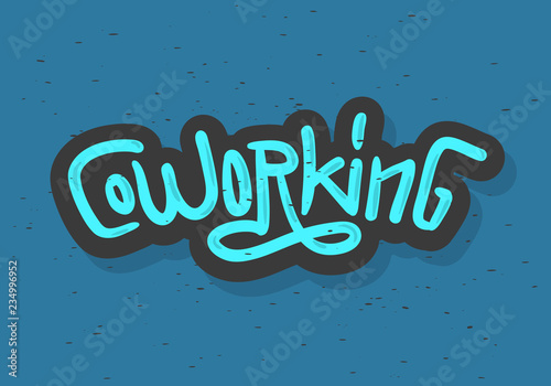 Co Working Coworking Space Text Inscription Artistic Lettering Calligraphy Type Design Vector Graphic