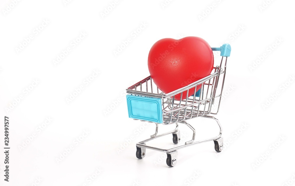 Conceptual Image. Heart shape with trolley. Healthy finance. Saving Finance. Conceptual Image. Heart shape with trolley. Healthy finance. Saving Finance.