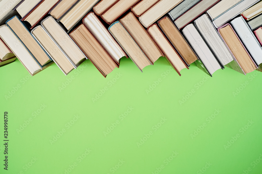 Many Books Piles. Hardback books on wooden table. Back to school. Many Books Piles. Hardback books on wooden table. Back to school.