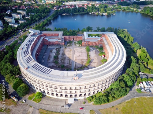 Former Nazi party rally grounds at the large Dutzendteich, unfinished congress hall of the NSDAP 1933-1945, with documentation centre and Serenadenhof, Nuremberg, Middle Franconia, Franconia, Bavaria, Germany, Europe photo