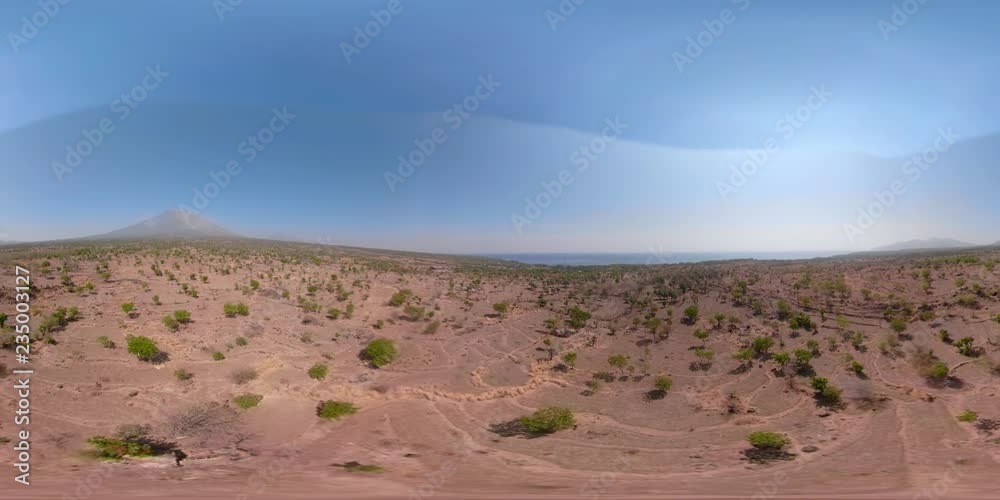 vr360 dried savanna at the foot of the volcano Agung . aerial view mountains, sea tropical landscape, Bali, Indonesia. Aerial footage. vr360 dried savanna at the foot of the volcano Agung . aerial view mountains, sea tropical landscape, Bali, Indonesia. Aerial footage.