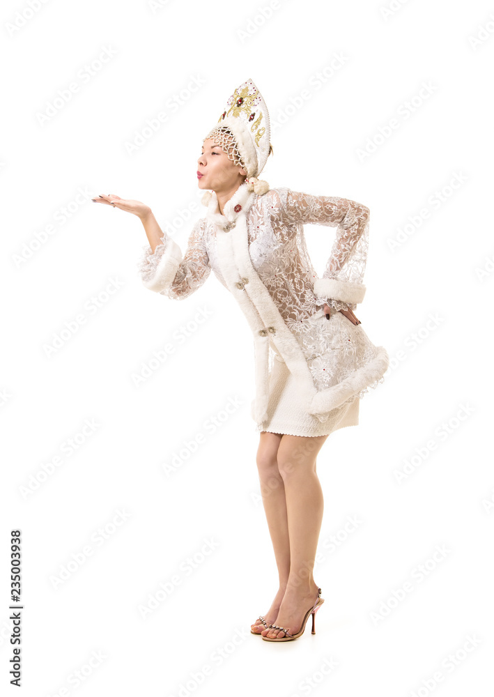 Beautiful, happy, emotional young woman dressed like Santa Claus smiling. Christmas-New year carnival. Beautiful, happy, emotional young woman dressed like Santa Claus smiling. Christmas-New year carnival.