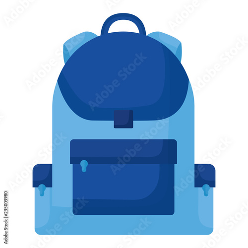 blue backpack on white background