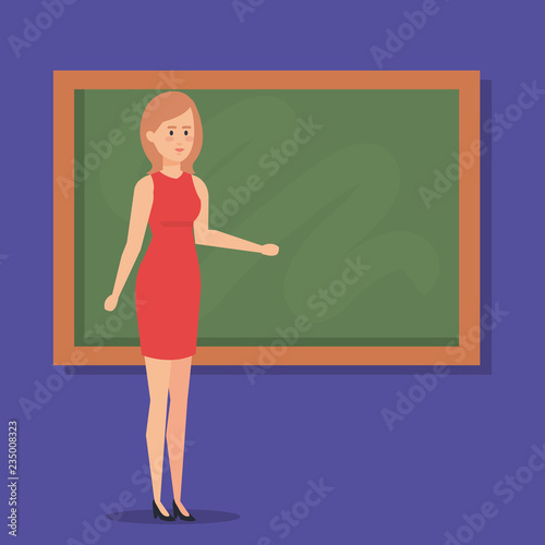 Teacher with blackboard design