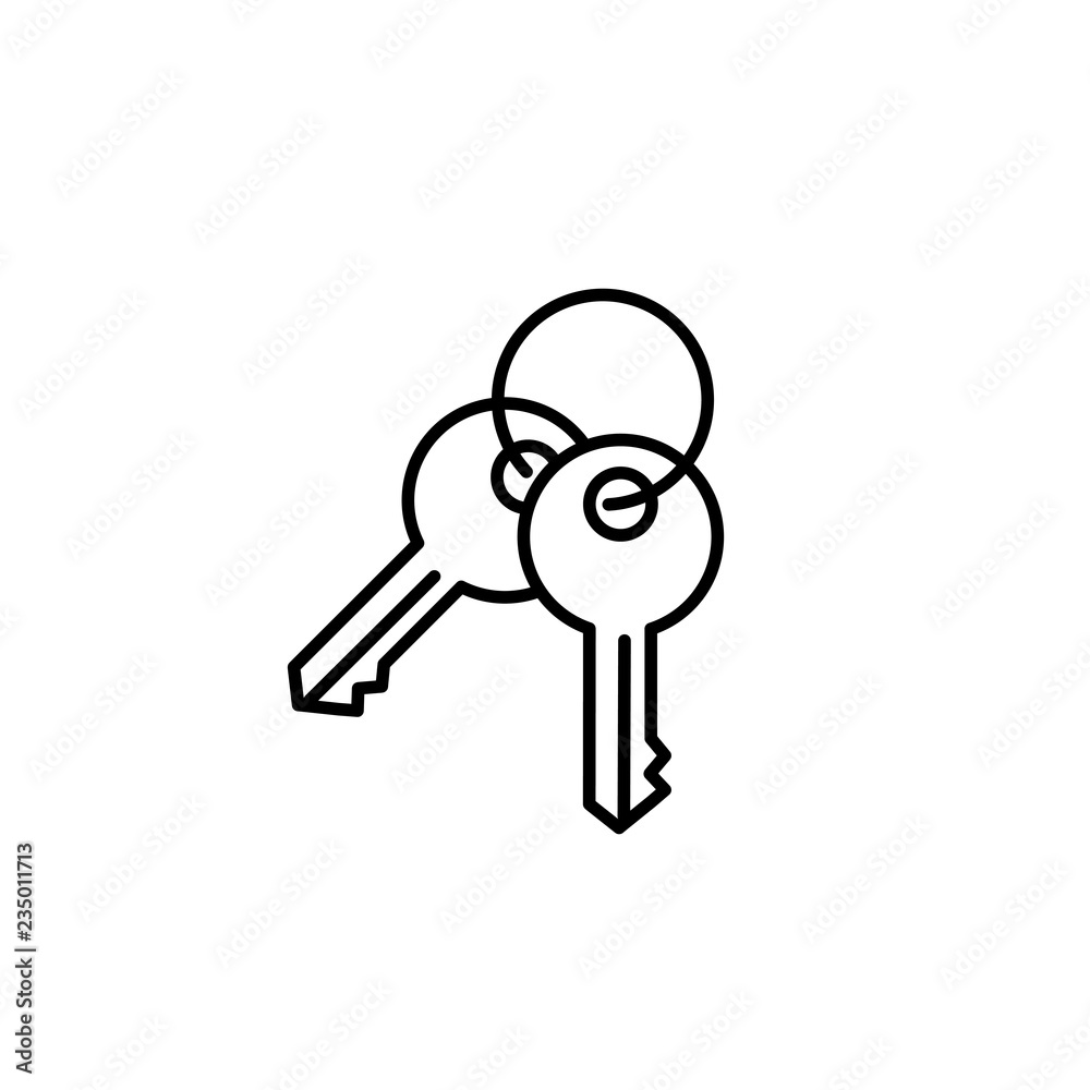 two keys access symbol line black icon on white background