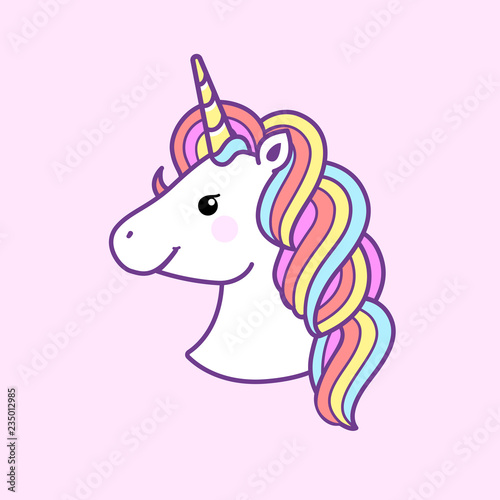 Cute Unicorn with Rainbow Mane