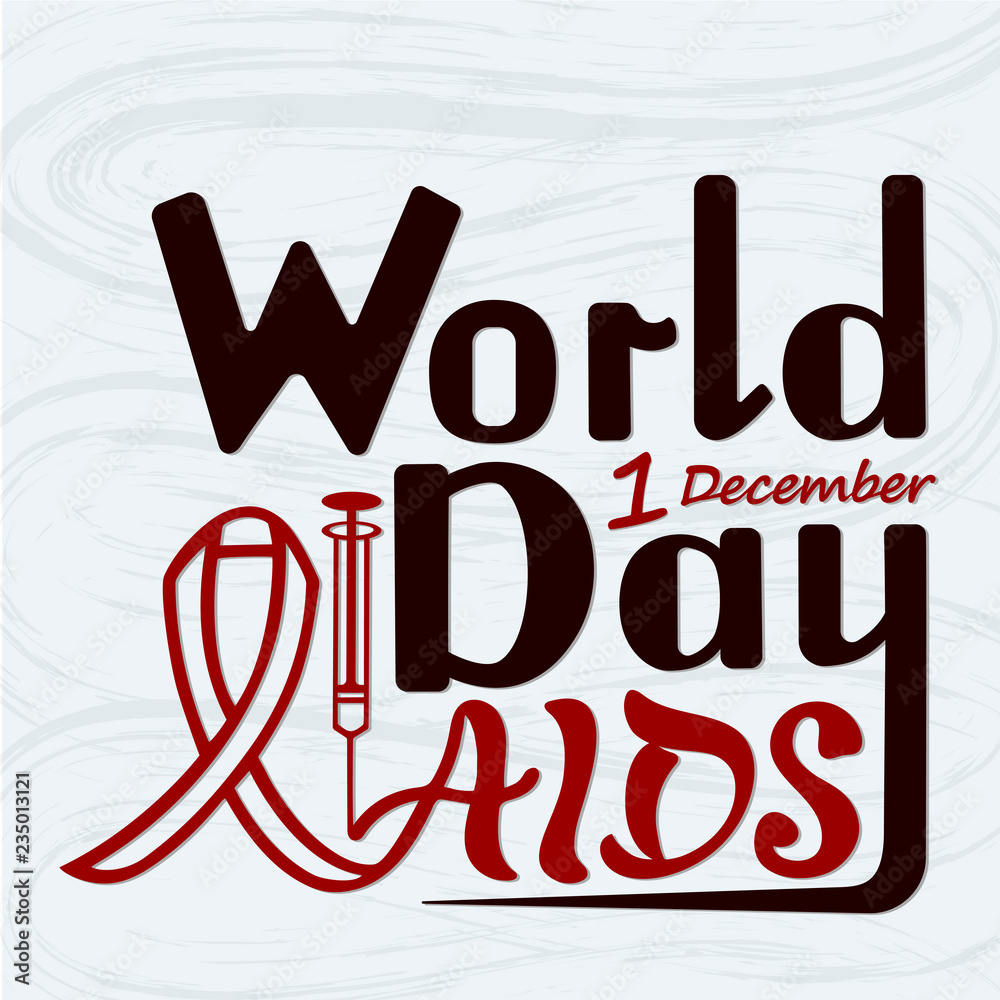 Vector illustration of handwritten inscription World AIDS Day, on a ...
