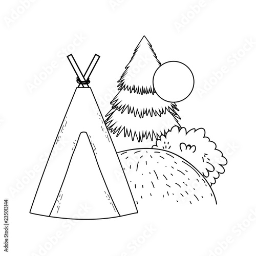 indian camping tent in the landscape